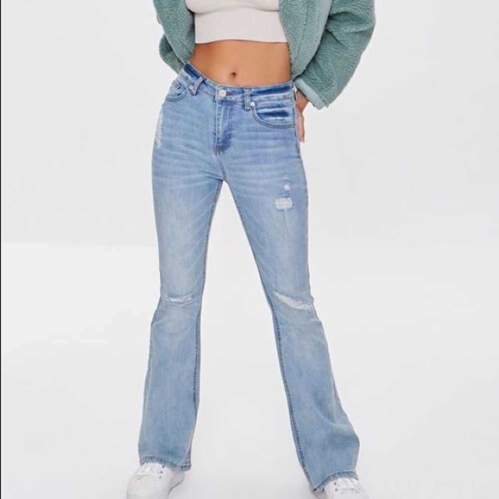 Forever 21 Distressed Flare Jeans